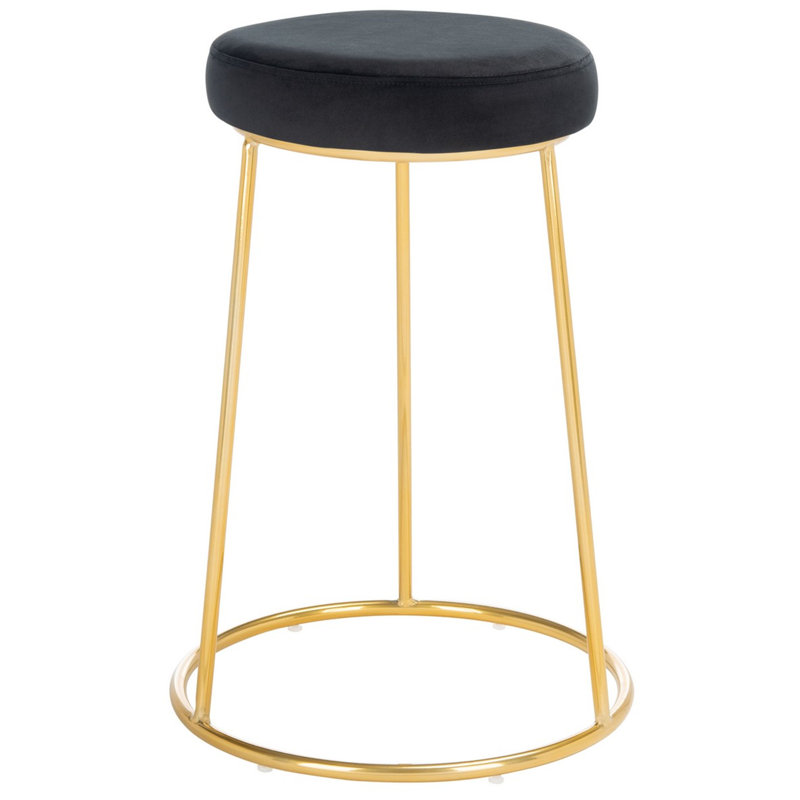 Upholstered Counter Stool with Metal Frame, Black