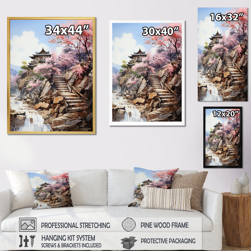 «Bartos China Spring Blossom II», reproduction sur toile, H 20 po x l 12 po x P 1 po, Cadre flottant doré