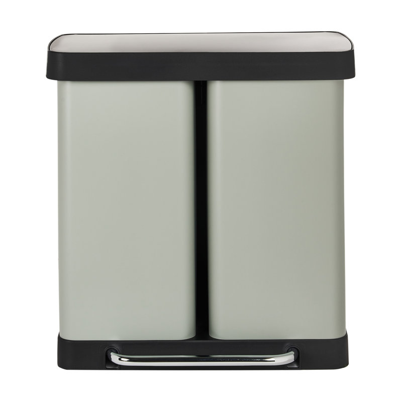 Double Pedal Waste Bin 60 L ECOSORT Metal, Green/Black