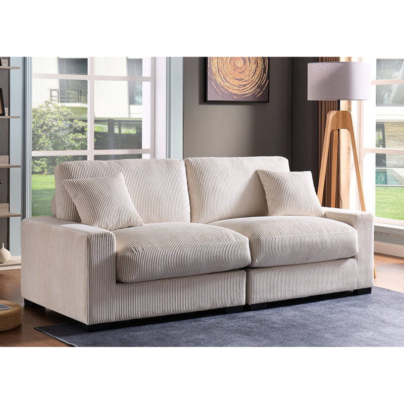Canapé modulaire - Velours côtelé 4 places avec 2 bancs et coussins, durabilité et style exceptionnels pour le tissu du salon