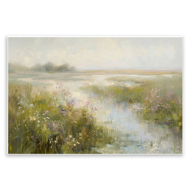 Art mural, "Spring River with Wild Blooms" par LSR Design Studio, H 10 po x l 15 po