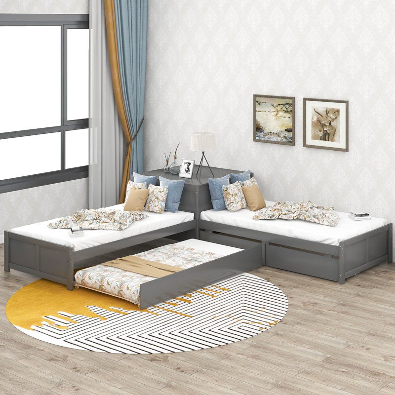 Lit plateforme simple avec rangement en bois massif