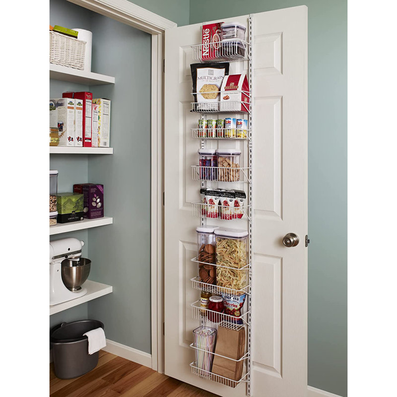 Adjustable 8 Tier Wall Rack Over The Door Storage Basket Set Pantry Cabinet Organiser, 31cm W