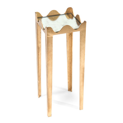 Scalloped Mirrored Glass Top End Table