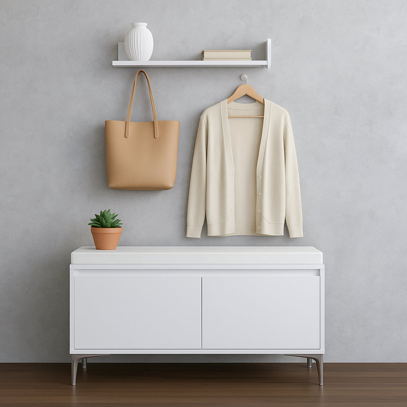 Mudroom Bench And Wall-mounted Hook Rack