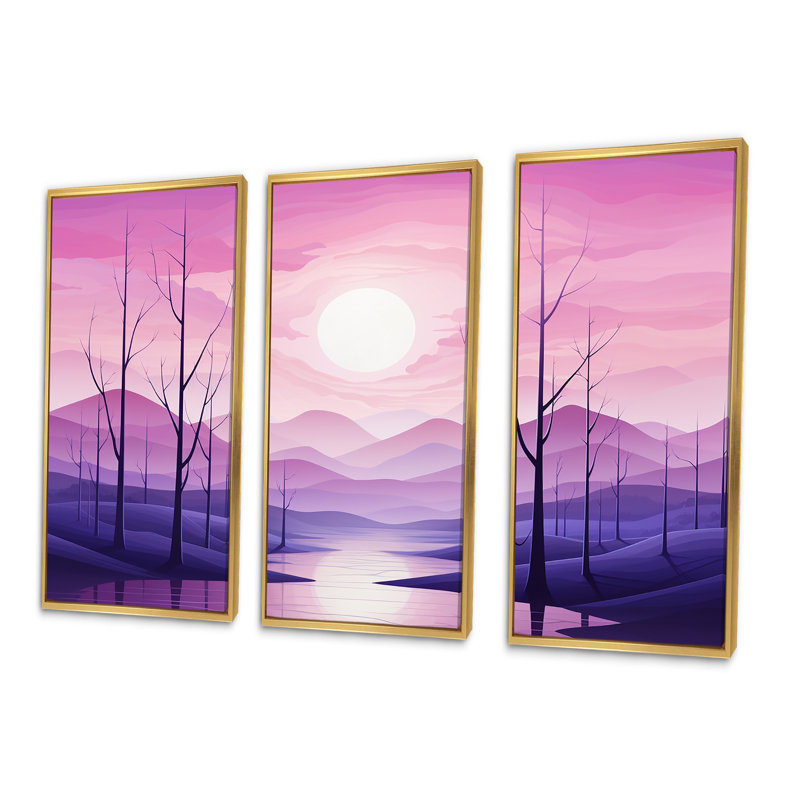 Minimalisme des forêts, fréquence IV - ensemble d'art mural sur toile minimalisme, Cadre flottant doré