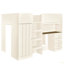 Lit mezzanine en bois avec garde-robe intégrée, bureau, tablettes de rangement et tiroirs-63970036