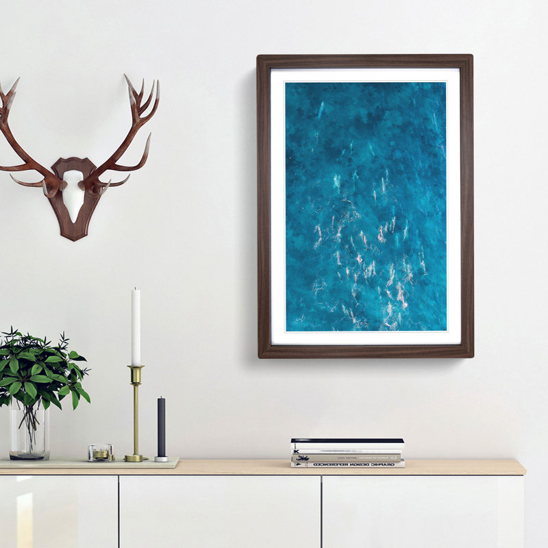 Many Dolphin - Picture Frame Painting Print, 33cm H x 24cm W x 2cm D, Walnut Framed