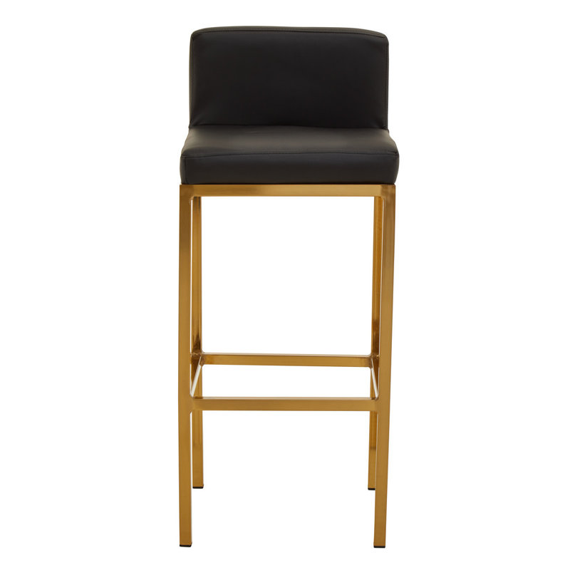 Madeline Upholstered Counter Stool with Metal Frame, Black, Gold