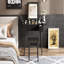Table de commode en bois noir avec miroir à bascule et bureau à DEL avec station de charge