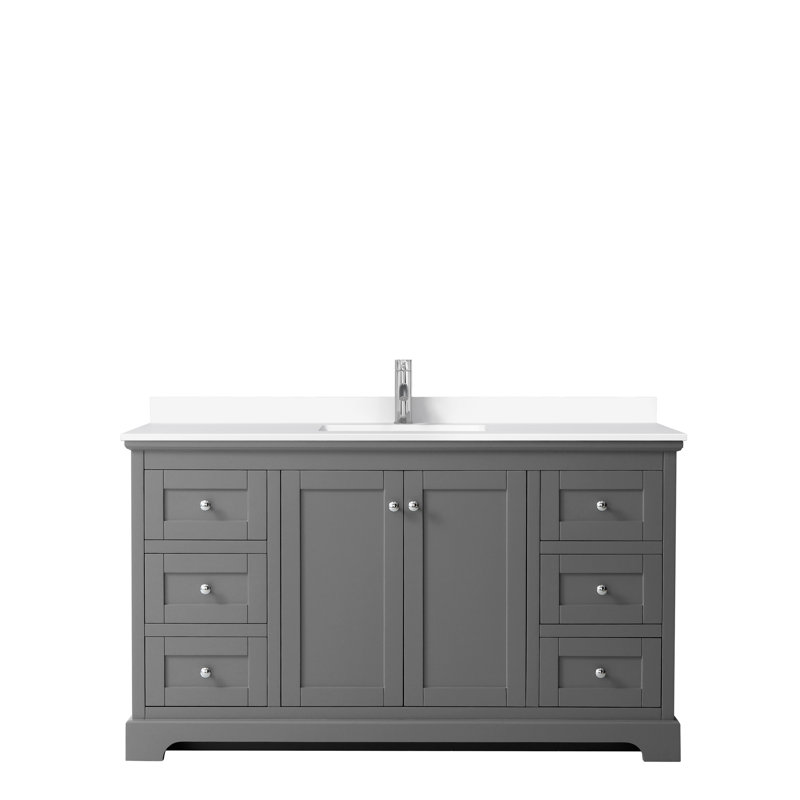 Avery 60'' Dark Gray Single Bathroom Vanity with Marble Top