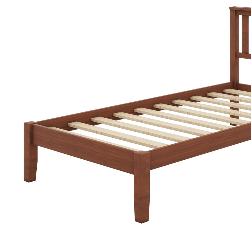 Wood Platform Bed With Headboard, Walnut