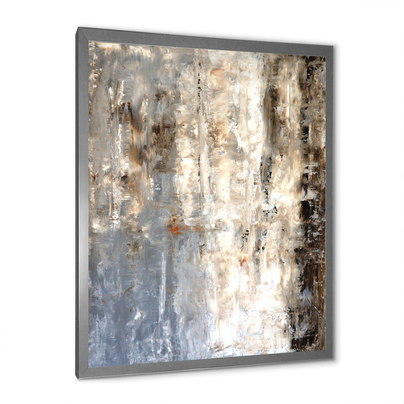 Art moderne gris et bleu II 2FDP47733, H 32 po x l 16 po x P 1 po, Encadrement argenté