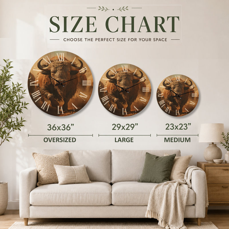 Horloge murale Native Art Buffalo Thunder, Large