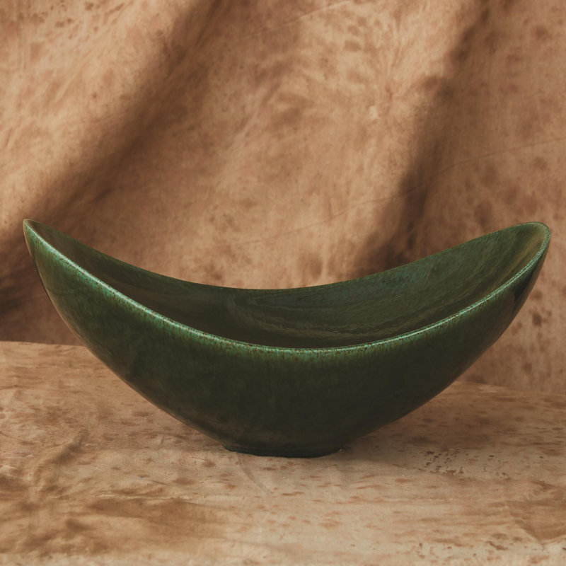 Swoop Ceramic Decorative Bowl, Emerald