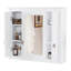 Armoire murale moderne avec 4 tablettes et miroir, couleur blanche réglable