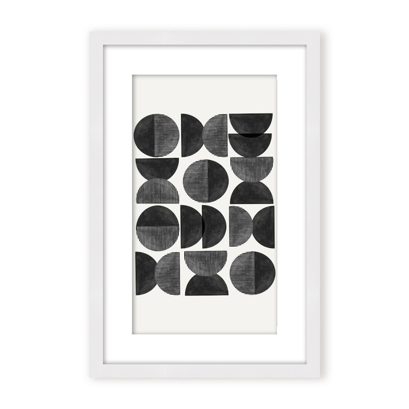 Abstract Mid Century, Geometric by  - Picture Frame Painting on Paper, 36" H x 24" W x 1.125" D, Black, Framed Matted Print
