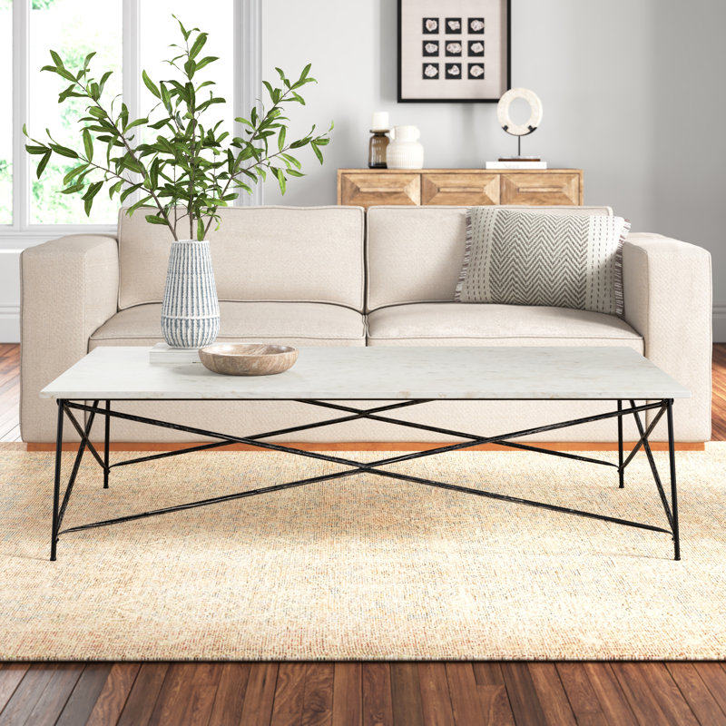 Romola Marble Top Single Coffee Table, 15' x 59' x 35'