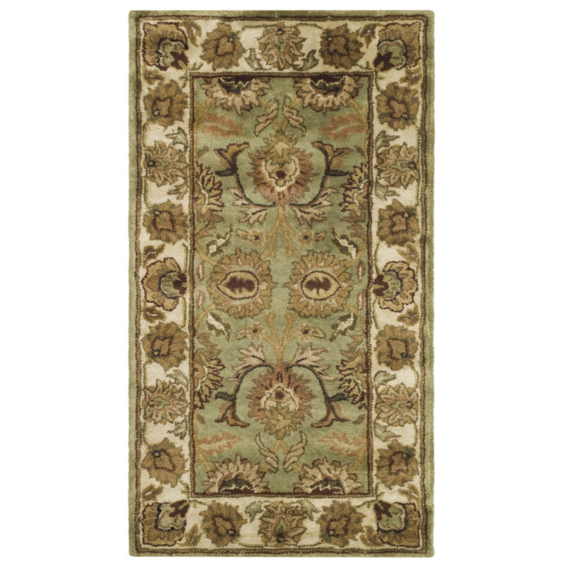 Tapis oriental en laine touffeté à la main à motif oriental Alg, Rectangle 2 pi 3 po x 4 pi