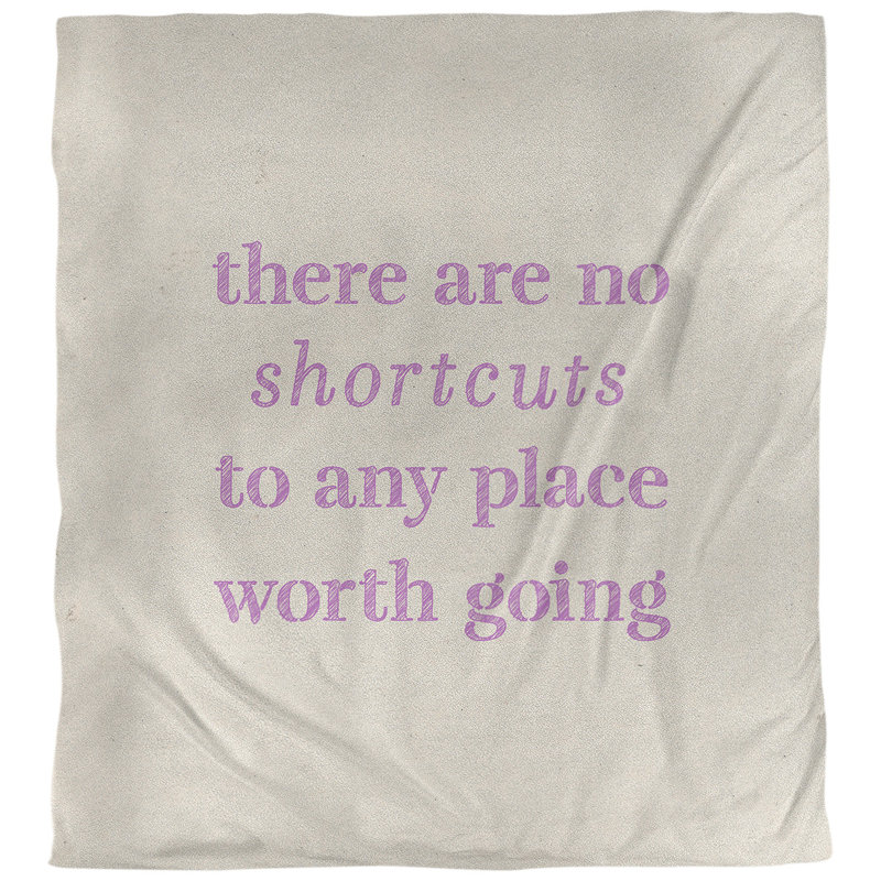 Housse de couette réversible quotes no shortcuts, Housse de couette pour très grand lit, Blanc / violet