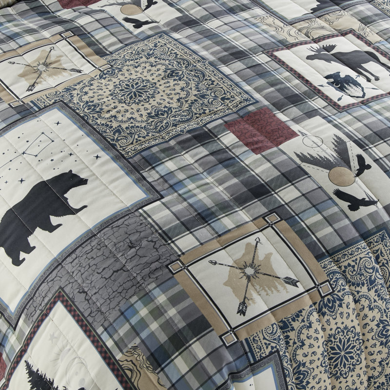 Forest Plaid Quilt, Queen Quilt + 2 Shams