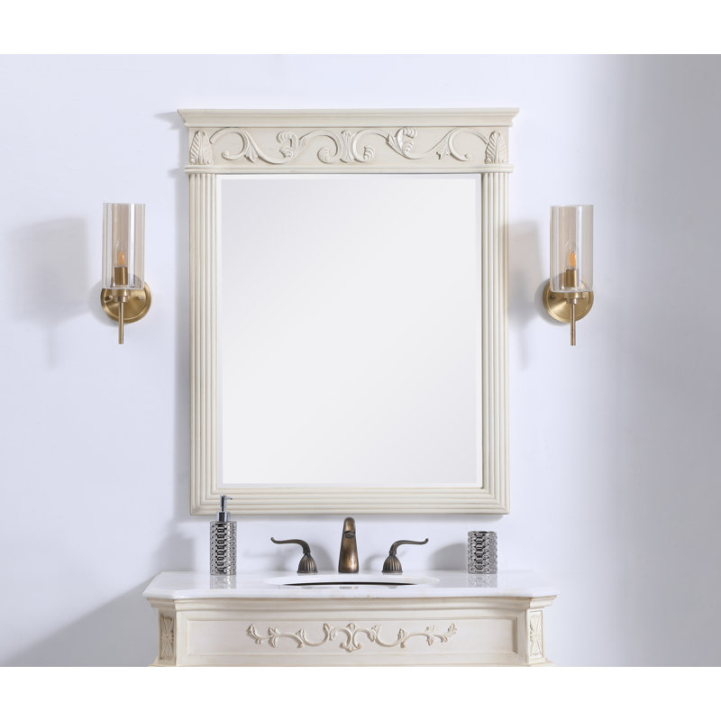 Miroir de salle de bain Aurillon, H 38 po x l 32 po, Blanc antique