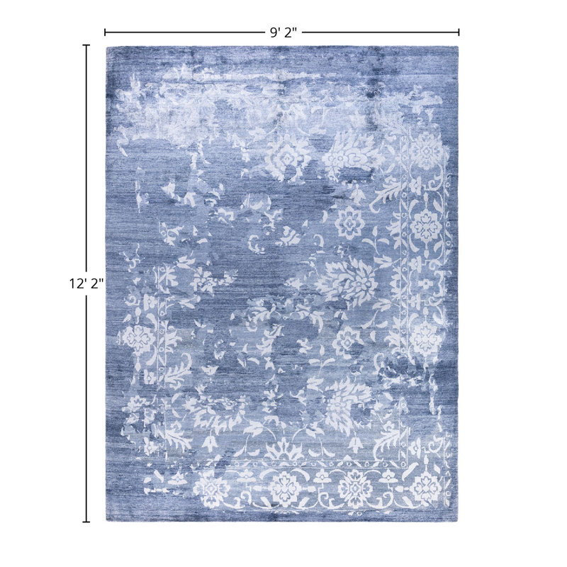 Overdyed One-of-a-Kind Rectangle 9'2" X 12'2" Hand Knotted Area Rug