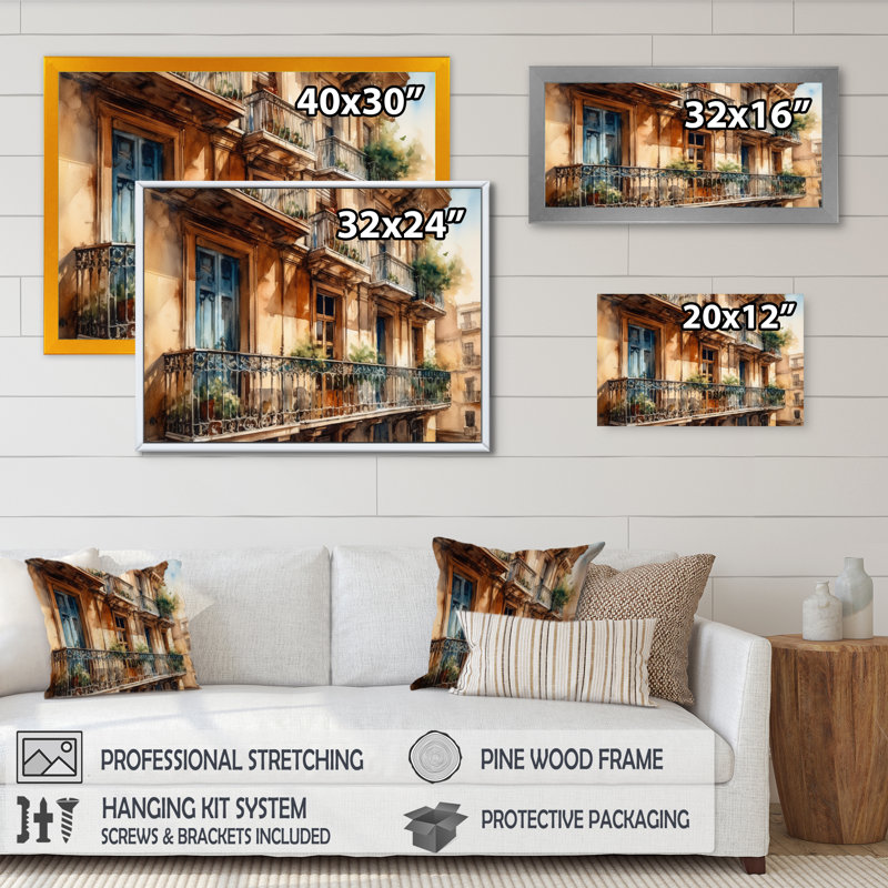 Ruhama Barcelona Old World Charm III sur impression sur toile, H 12 po x l 20 po x P 1 po, Toile tendue