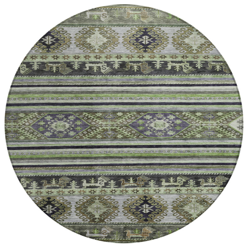 Claritha Green Washable Indoor-Outdoor Rug - LOOMLAN, 2'6" x 3'10"