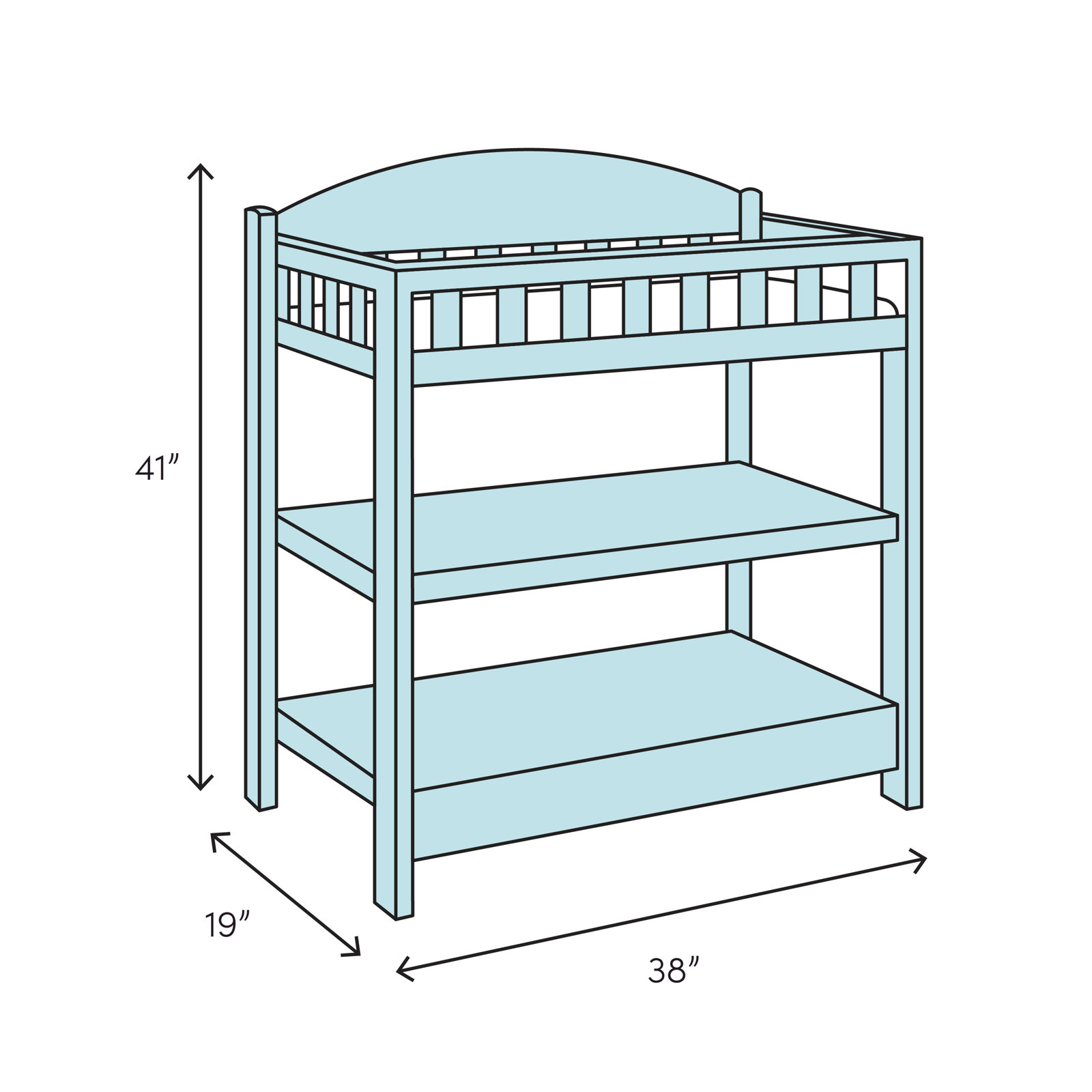 Armandale Teagan Changing Table with Pad, Gray