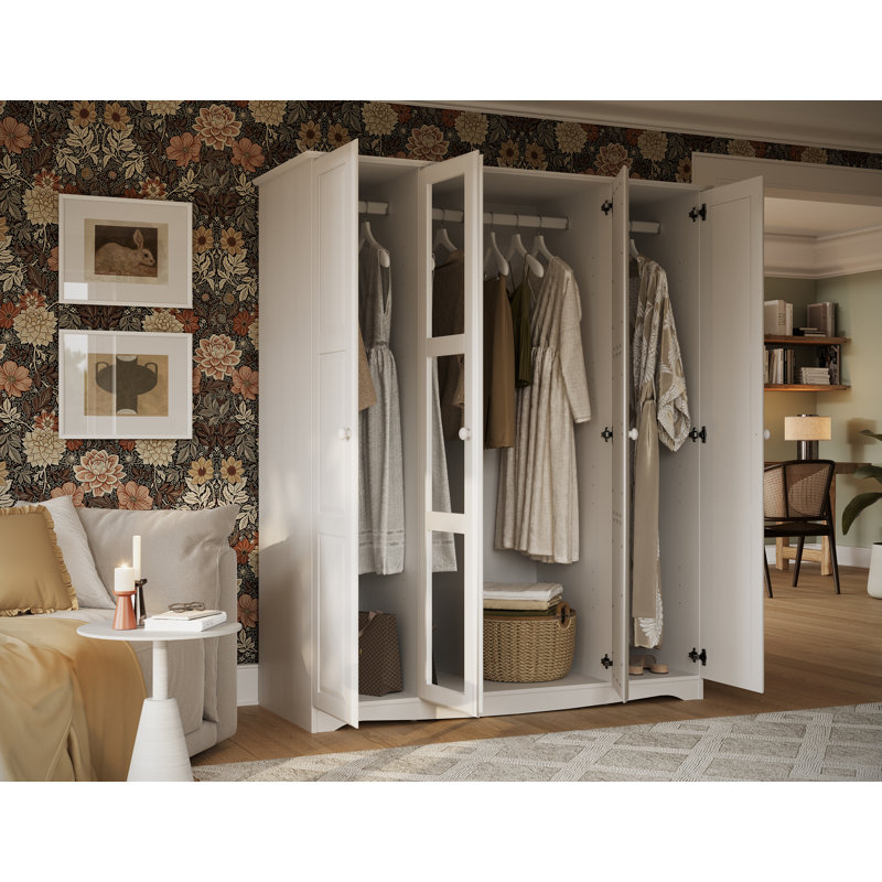 Armoire-penderie 100% bois massif Arieyana, Blanc