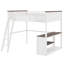 Le lit mezzanine avec bureau, tablettes et boîte de rangement crée un coin d'étude complet dans toute chambre à coucher