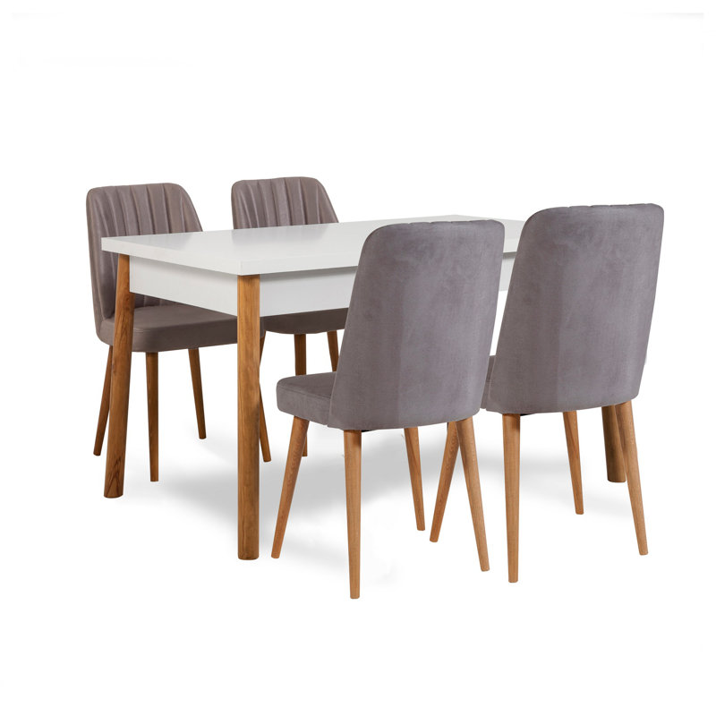 Ensemble repas pour 4 personnes Cleary, Brun, Blanc, Gris clair