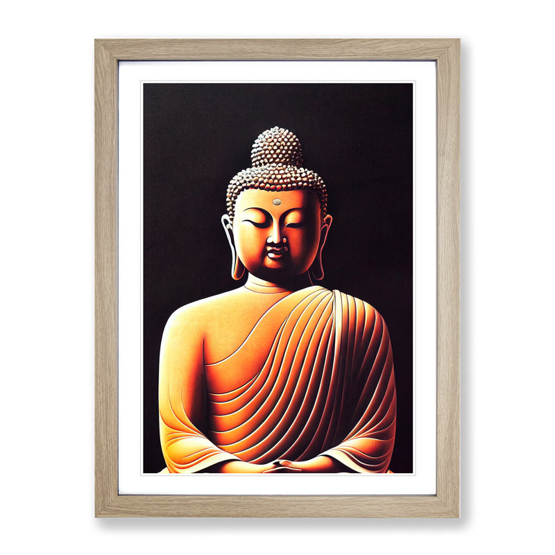 Vibrant Buddha - Wall Art, 66cm H x 48cm W, Oak Framed Paper