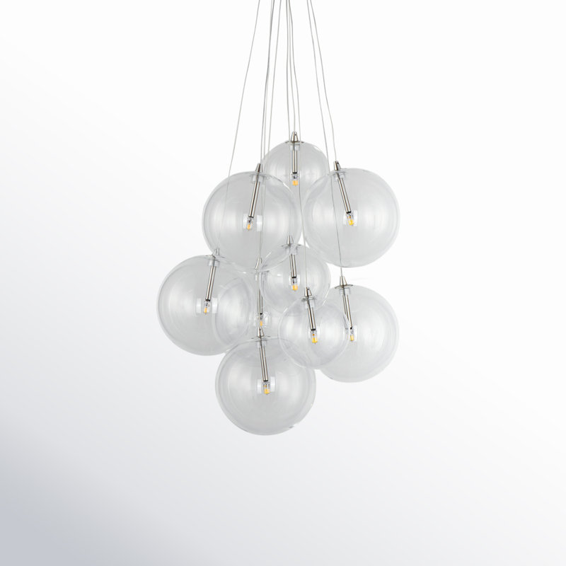 Luminaire suspendu 9 lumières Celica, Nickel satiné