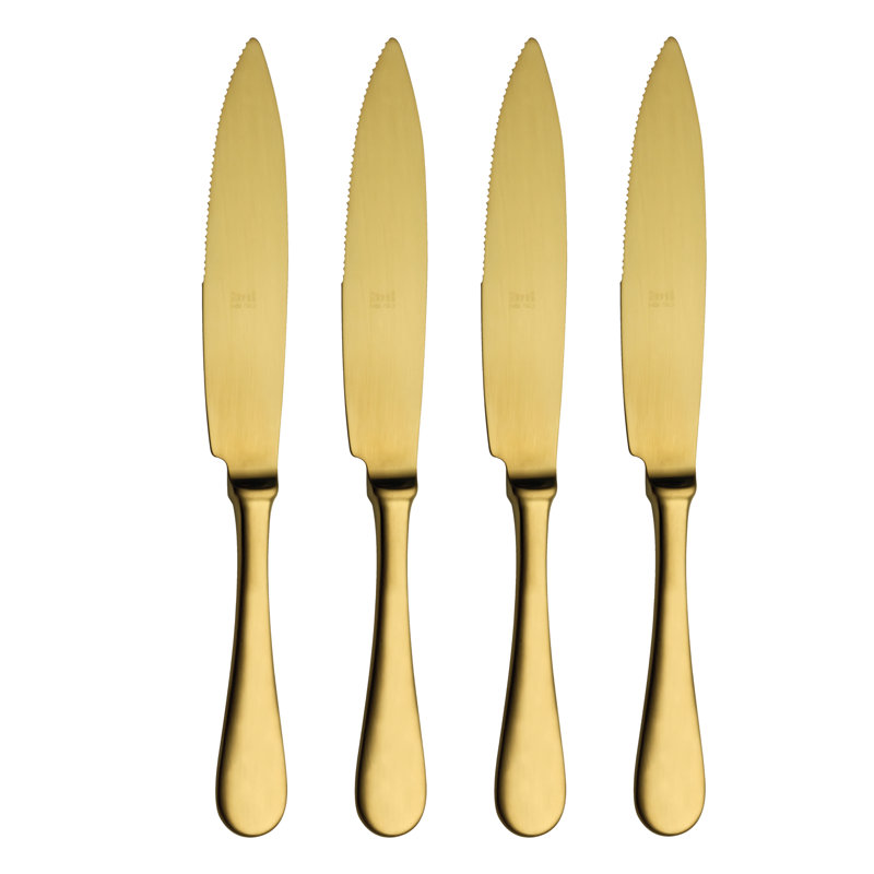 STEAK KNIVES 4 - Piece Stainless Steel Steak Knife Set, Ice Gold