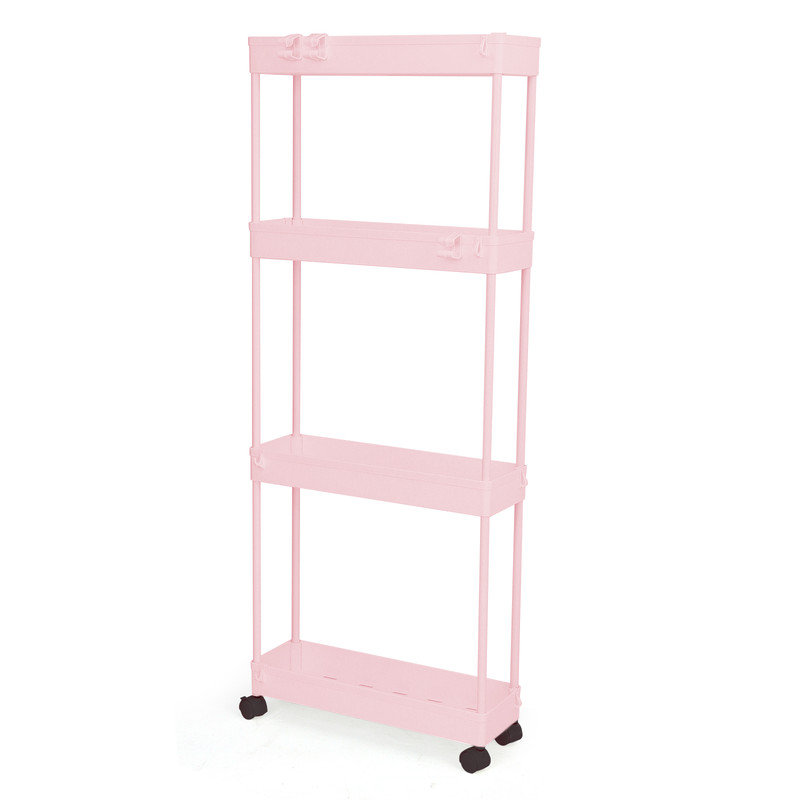 Véhicule de rangement roulant ultra-mince à 4 niveaux, facile à installer et durable, mobile et stable, utilisé pour le rangement dans de petits espaces