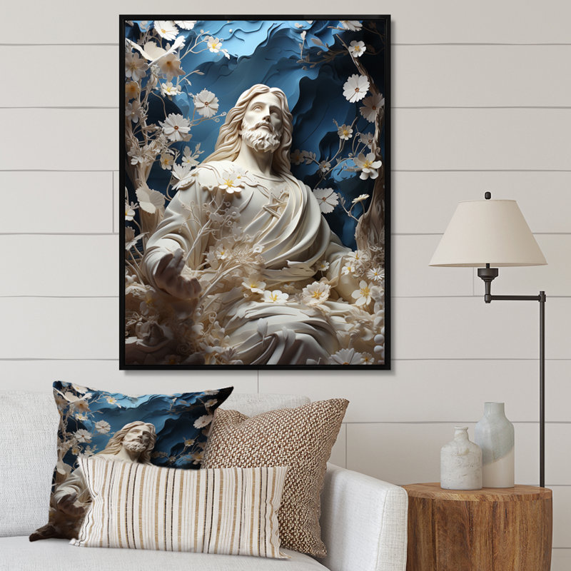 Yazid Christianity Divine Savior, H 32 po x l 24 po x P 1 po, Cadre flottant noir