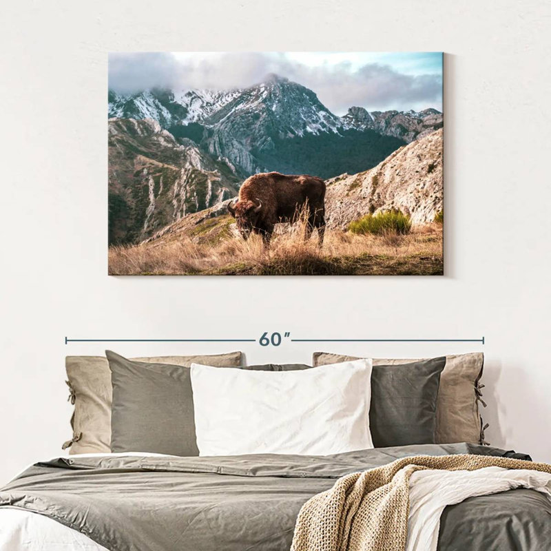 Brampt Bison Lost In The Mountains, 32" H x 48" W