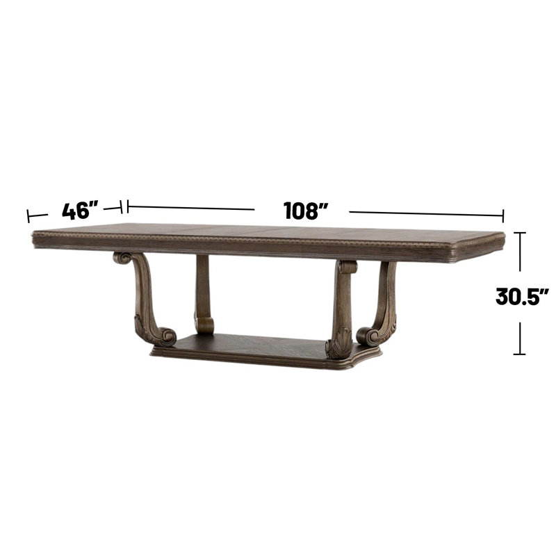 Table de salle à manger rectangulaire en bois avec siège rembourré en chêne vieilli et beige, 9