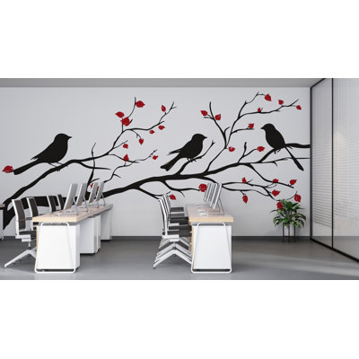 Adhésif décoratif oiseaux sur branche