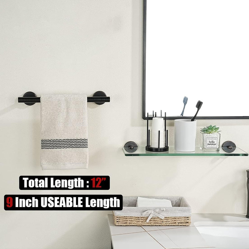 Porte-serviettes mural en acier inoxydable 304, Bronze frotté à l'huile, H 1,96 po x L 12 po x P 3,15 po