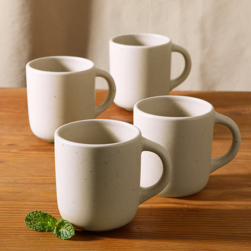 Ensemble de grandes tasses 4 pièces Bloomhouse Corcisa, Sel de mer / blanc