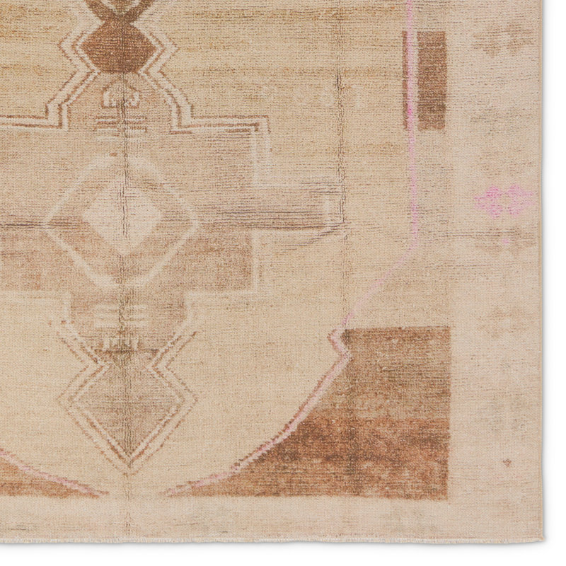 Medallion Tan/Pink Area Rug, Runner 2'6" x 8'