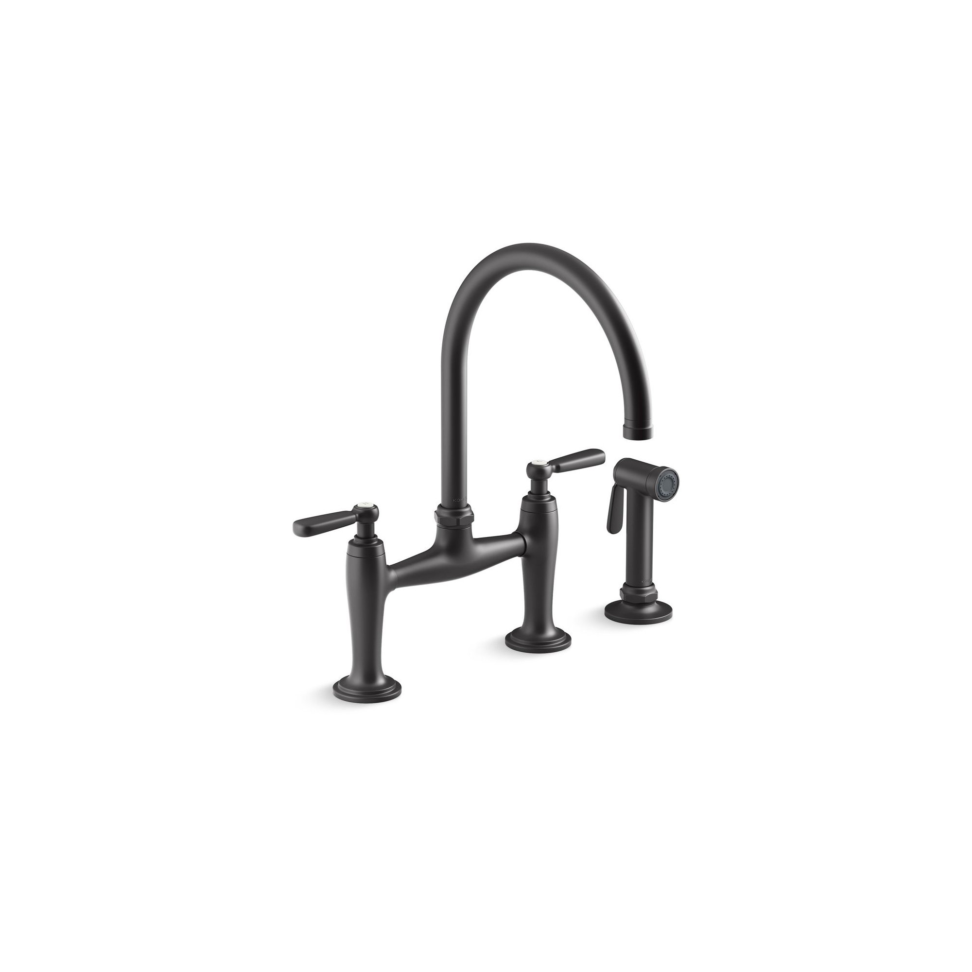 Edalyn by Studio McGee Two-Hole Bridge Kitchen Sink Faucet with Side Sprayer, Matte Black
