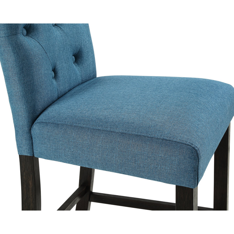 2 tabourets bleus à hauteur de comptoir, avec dossier relaxant et 2 chaises aux pieds colorés, rembourrage de soutien, Bleu