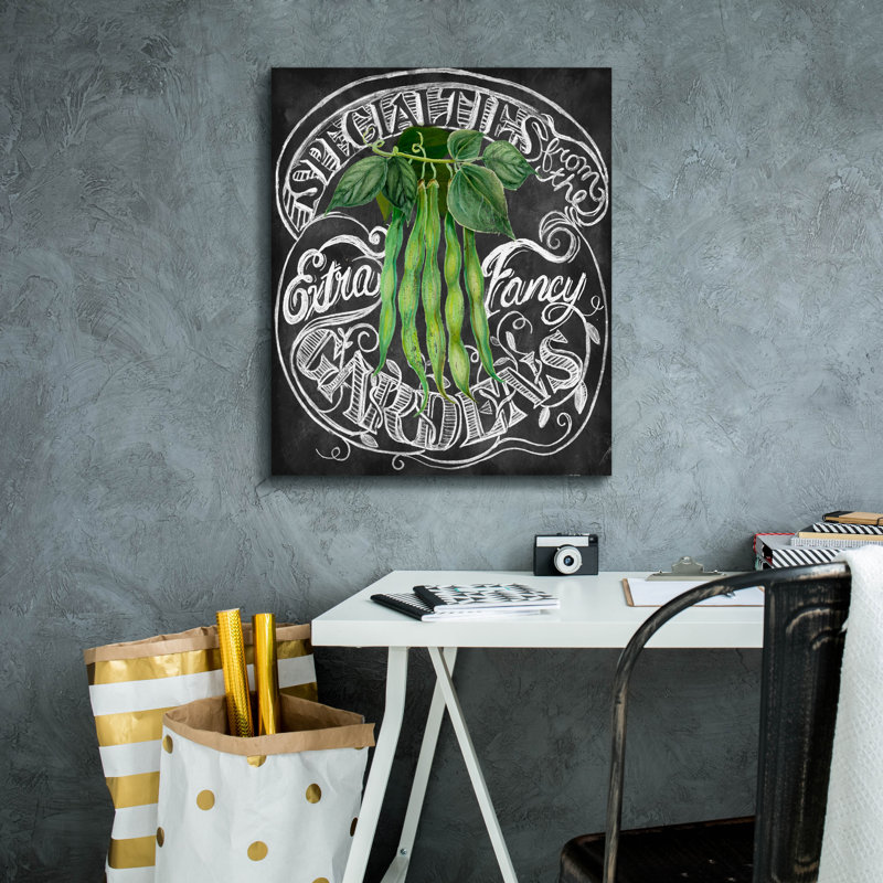 «Chalkboard Green Beans» par Art Licensing Studio, art mural sur toile, H 24 po x l 20 po x P 0,75 po