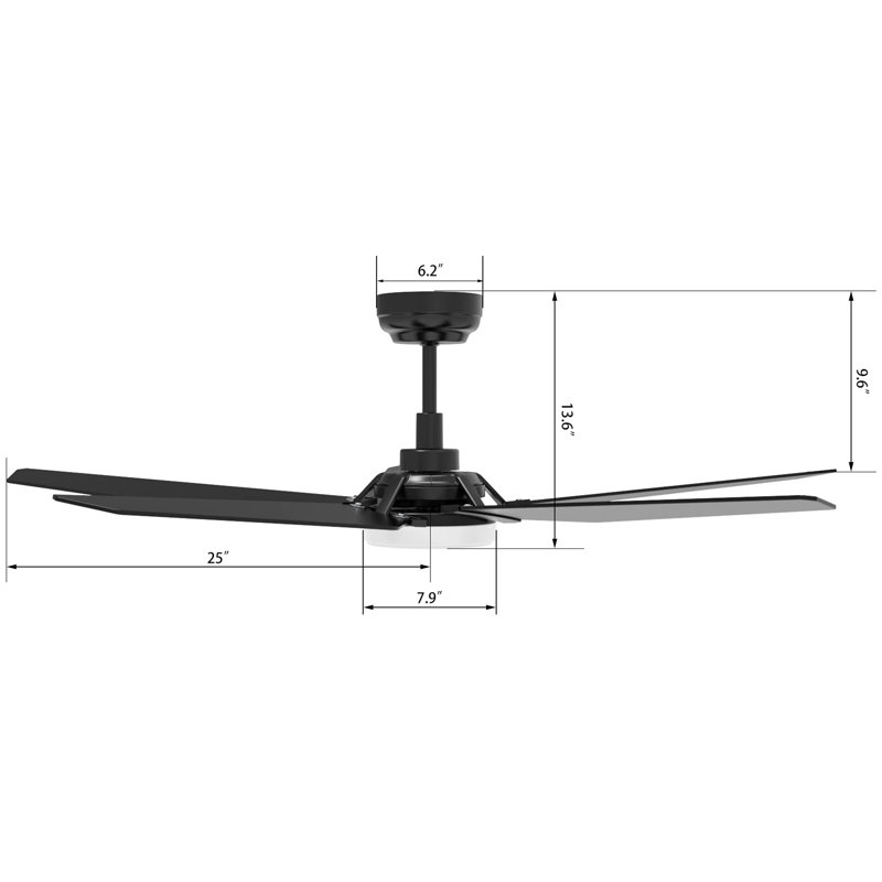 Ventilateur de plafond intelligent Woodrow de 52 pouces avec télécommande, ensemble d'éclairage inclus, fonctionne avec l'assistant Google, Amazon Alexa et les raccourcis Siri.
