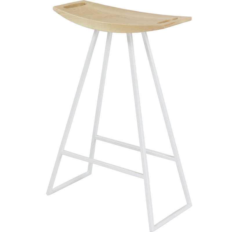 Robert Counter Stool with Metal Frame, White, Maple