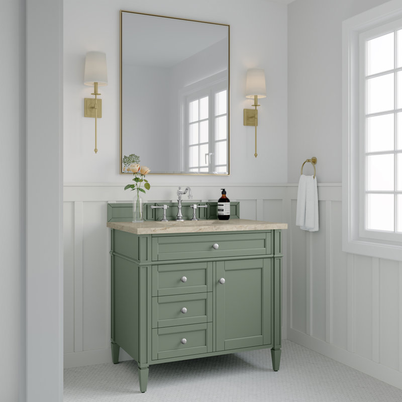 Brittany 36'' W Single Vanity, Smokey Celadon, 8" Widespread, Tajnar Eclos